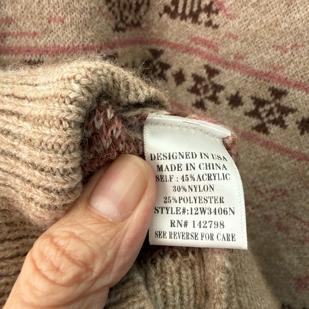 New’n Ride Away Western Horse Sweater Tan Pink Southwestern Cozy Knit - Medium - Picture 5 of 7